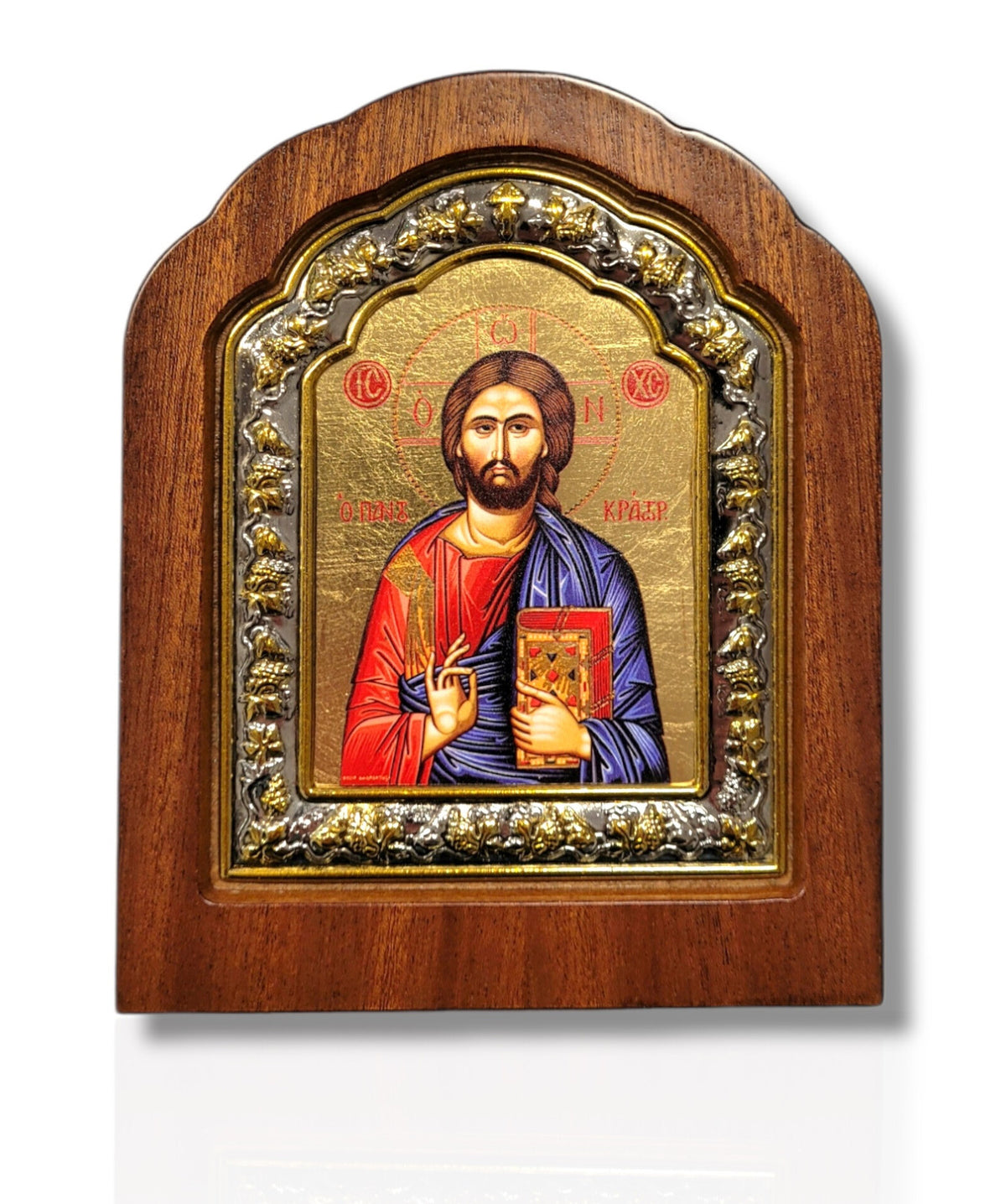 Icoană lemn ovală cu fond aurit - Mântuitorul Iisus Hristos (II)
