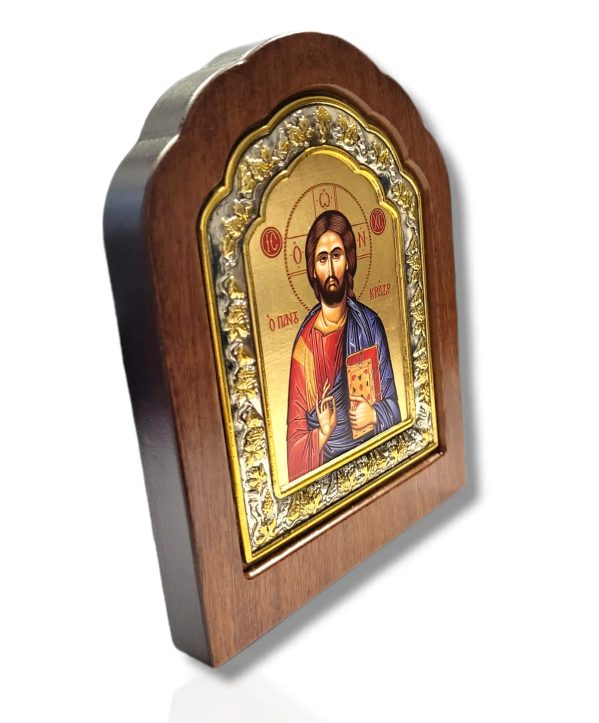 Icoană lemn ovală cu fond aurit - Mântuitorul Iisus Hristos (II)