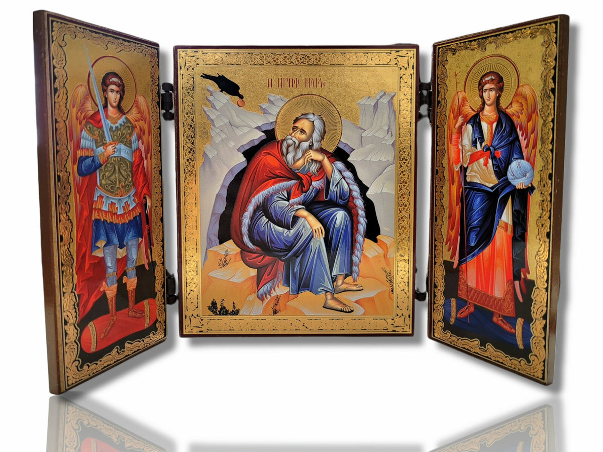 Triptic MDF 11x13 - Sf. Proroc Ilie Tesviteanul - Sf. Arhangheli