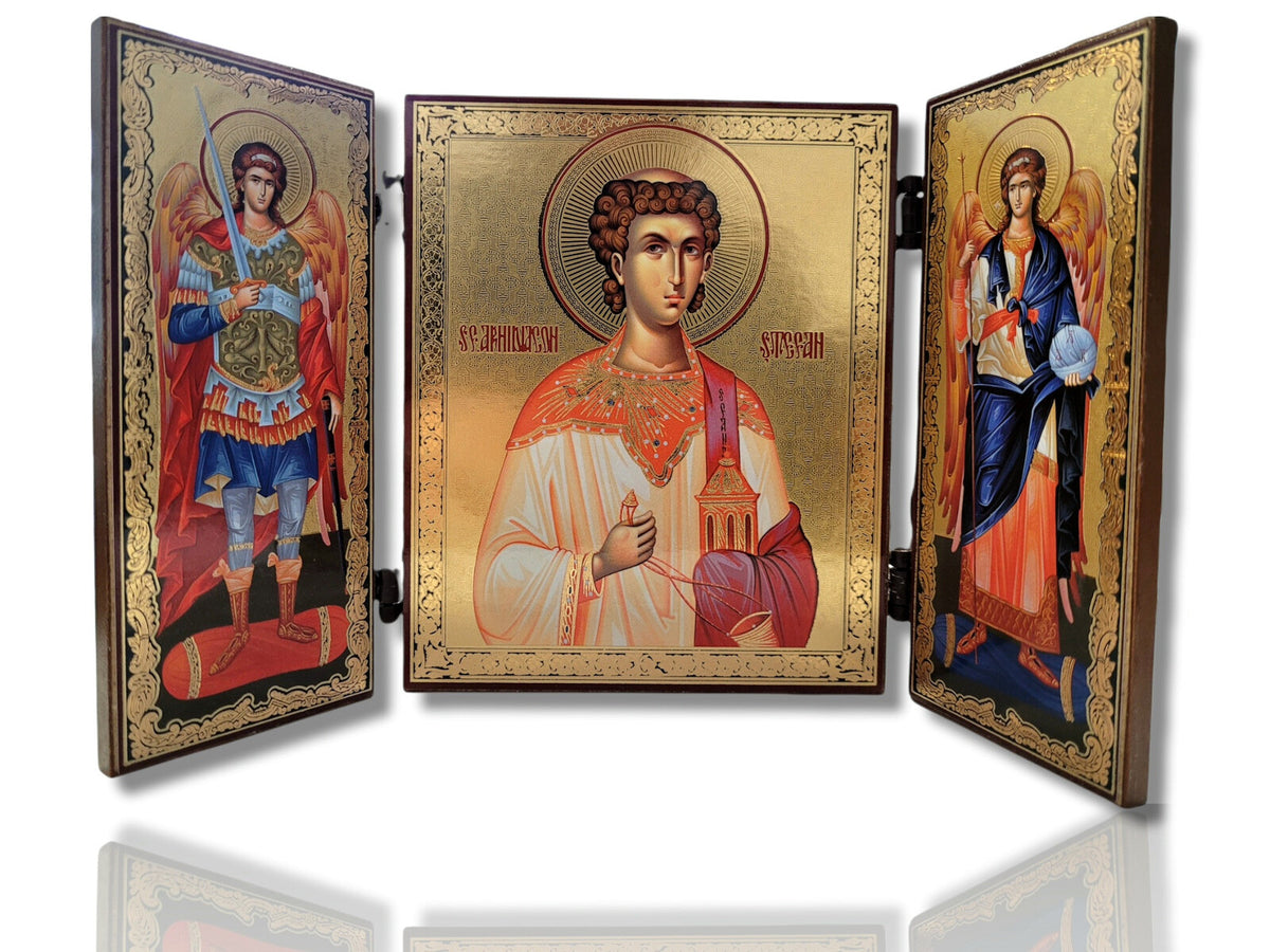 Triptic MDF 11x13 - Sf. Mc. Ștefan - Sf. Arhangheli
