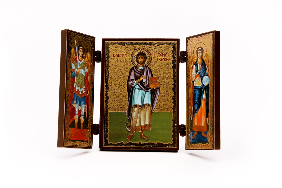 Triptic MDF 9cm X 13cm - Sf. Mc. Trifon