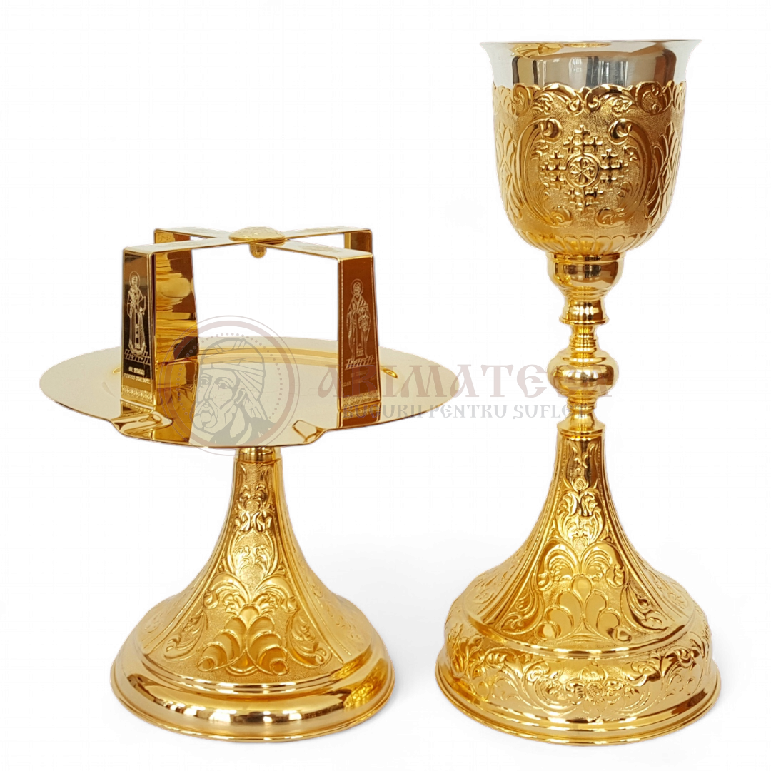 Set Sfinte Vase Patriarhie din alamă cu pahar argint 500 ml - SV