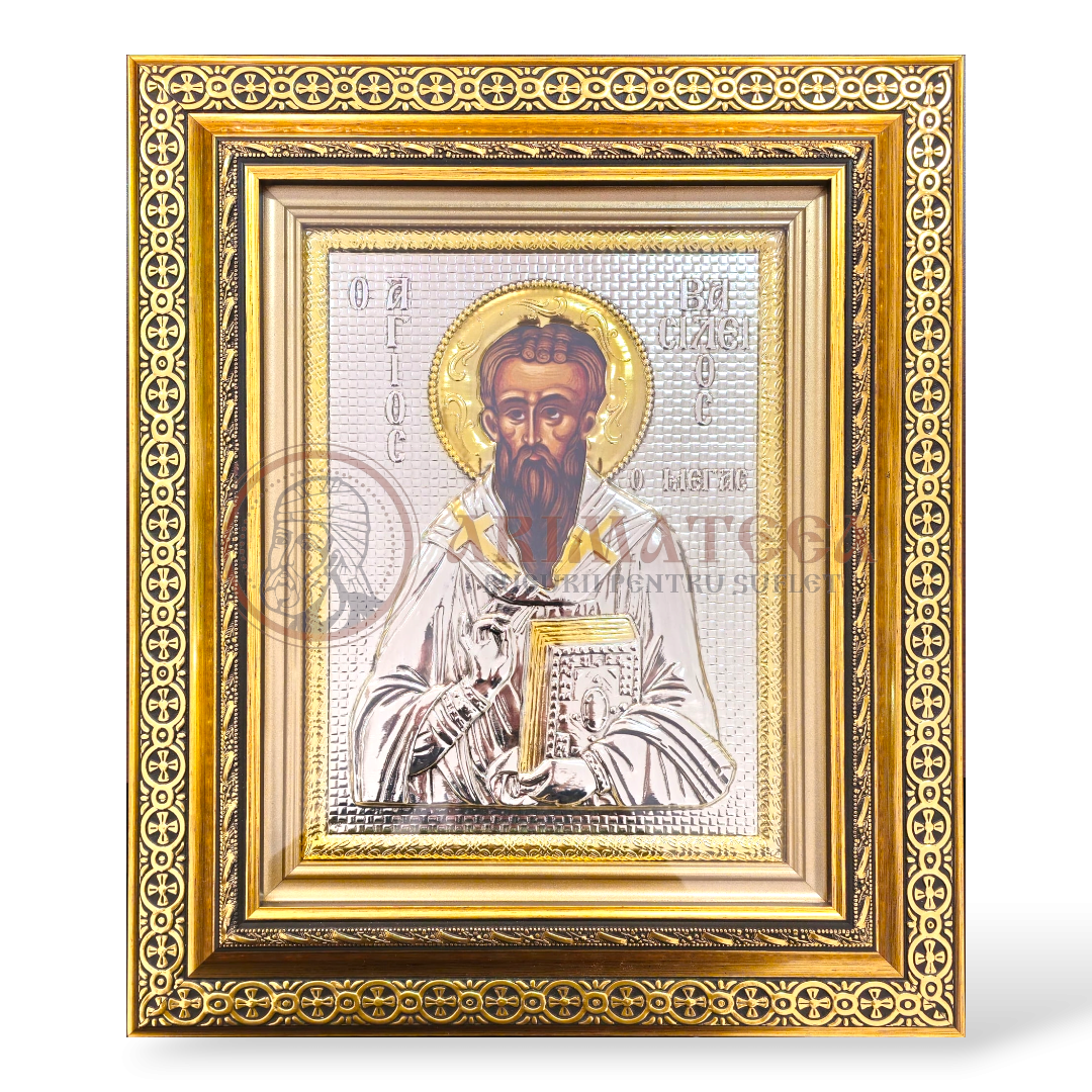 Icoană în ramă 40x50 - Sf. Ierarh Vasile cel Mare (800-925)