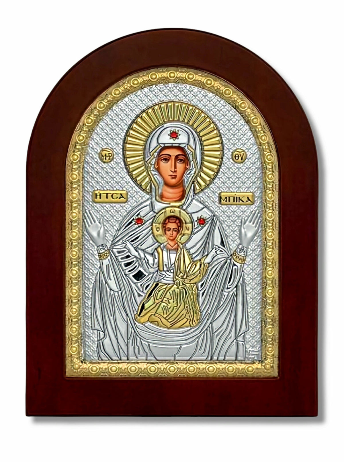 Icoană argintată - Maica Domnului Tsambika (MA/E1133BX)