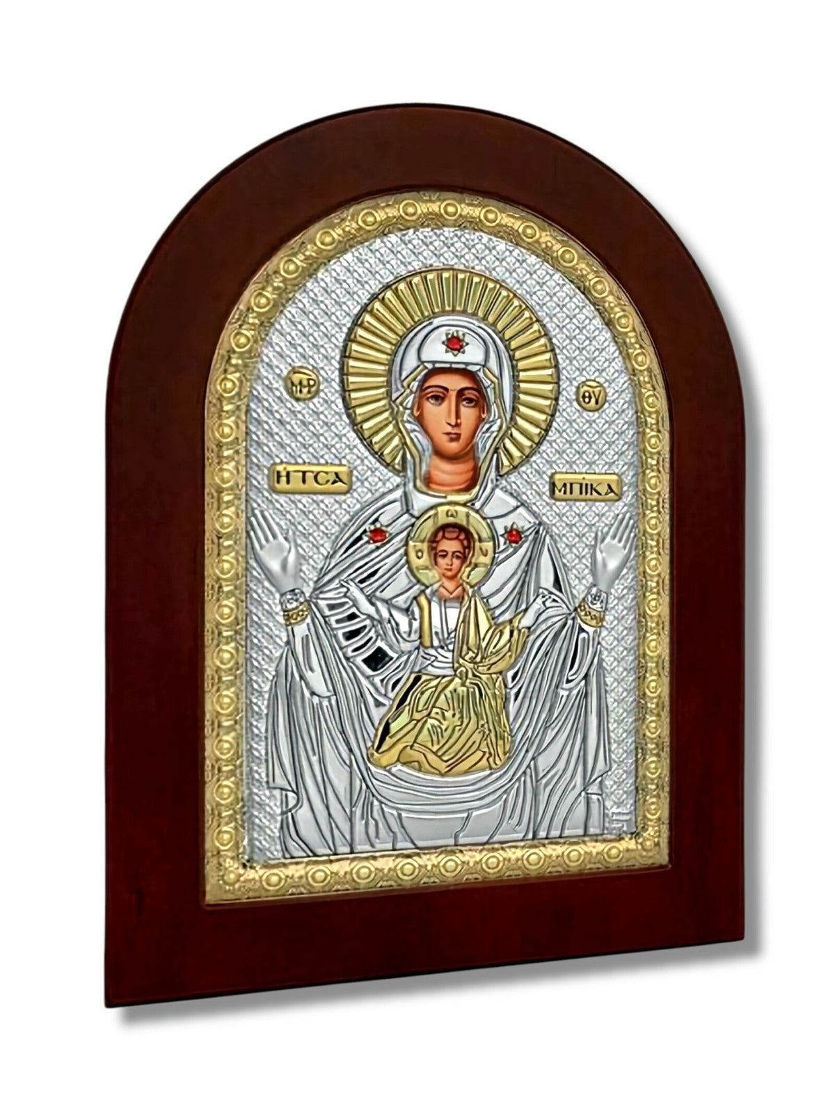Icoană argintată - Maica Domnului Tsambika (MA/E1133BX)