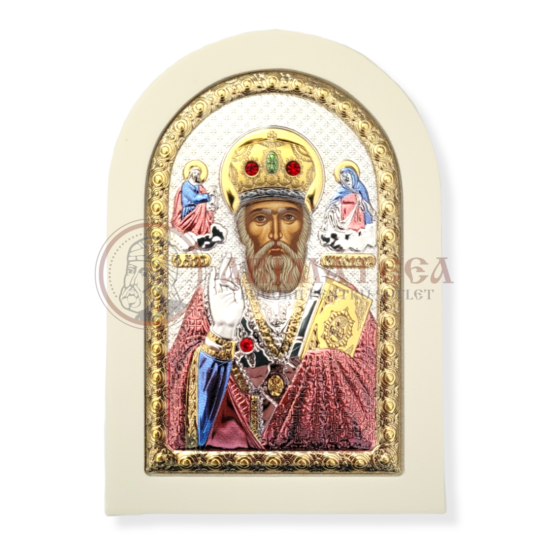 Icoană Argint, Sf. Ierarh Nicolae - MA/E1108/WH-DXC (6479)