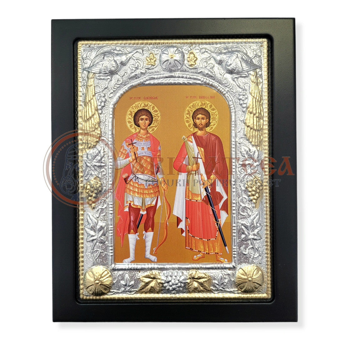 Icoană Sf. Mare Mucenic Gheorghe și Sf. Mare Mucenic Ioan cel Nou,19x24 cm (Jubileu) - (7384