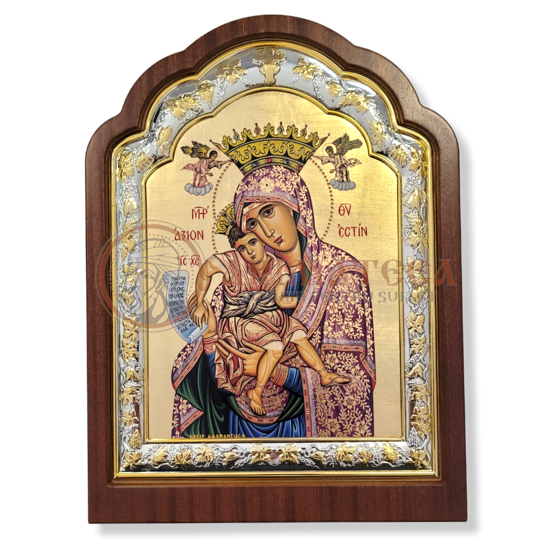 Icoană lemn ovală 23x31- Maica Domnului (5569)