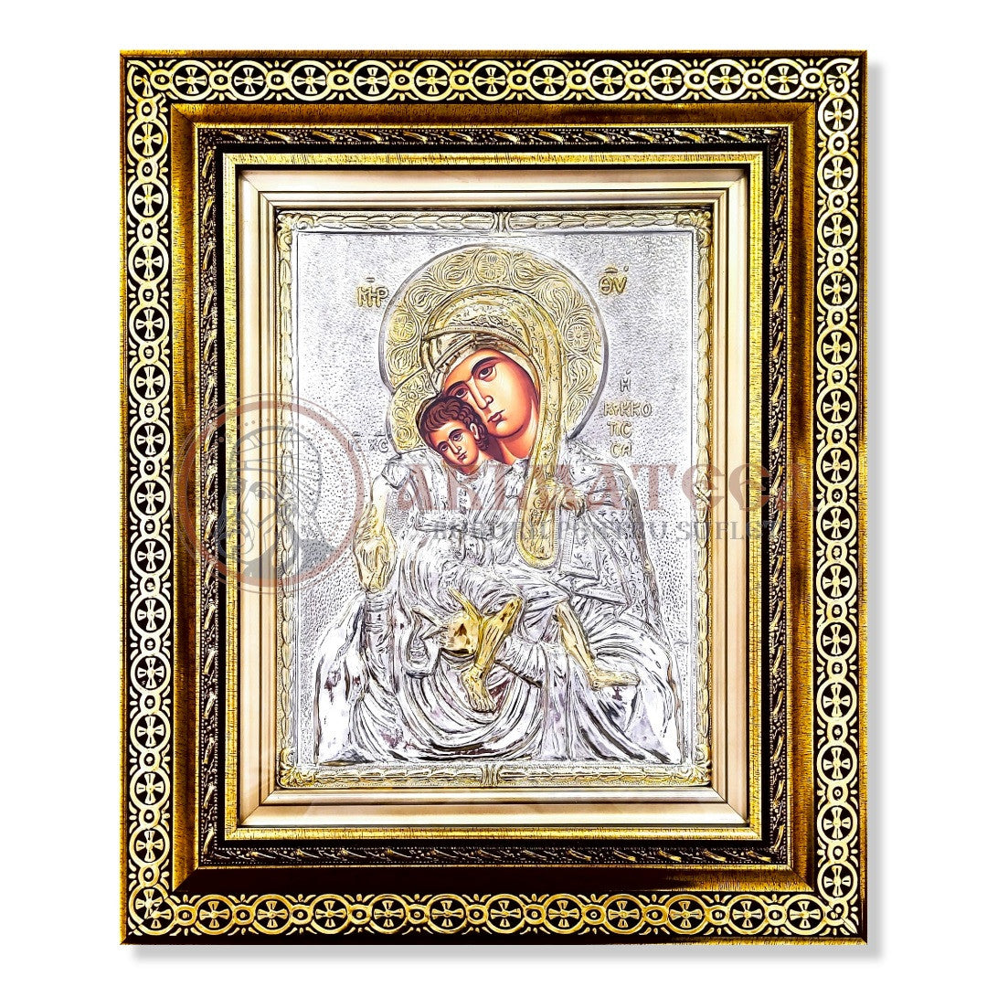 Icoană Argintată în Ramă Aurie - Maica Domnului (9463)