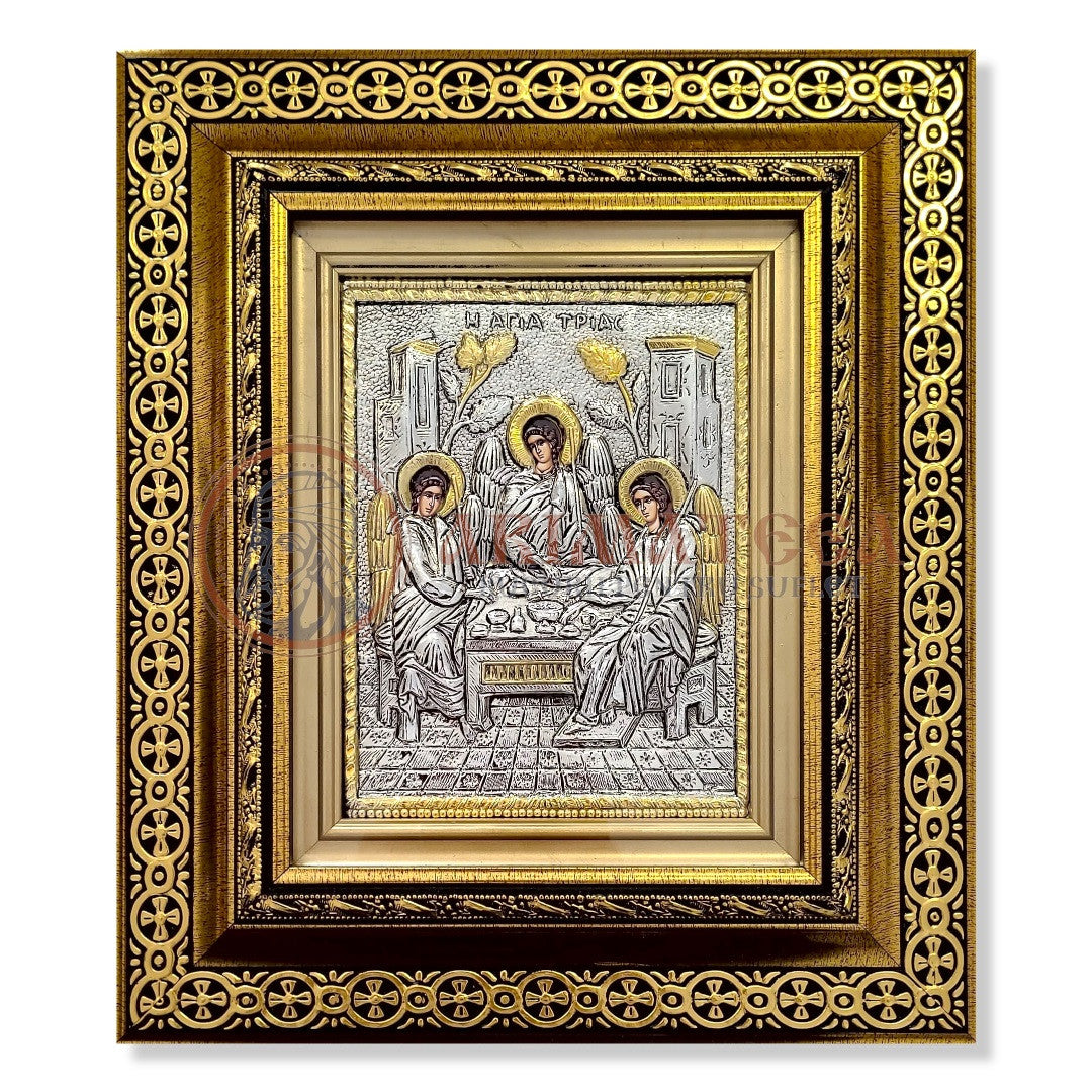 Icoană Argintată în Ramă Aurie - Sfânta Treime (9456)