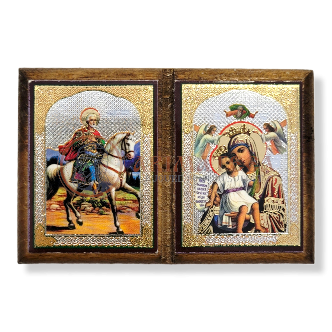 Icoană Diptic Magnet N258 - Sf. M. Mc. Mina, Maica Domnului