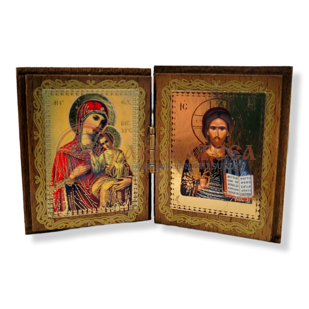 Icoană Diptic N76- Maica Domnului, Iisus Hristos
