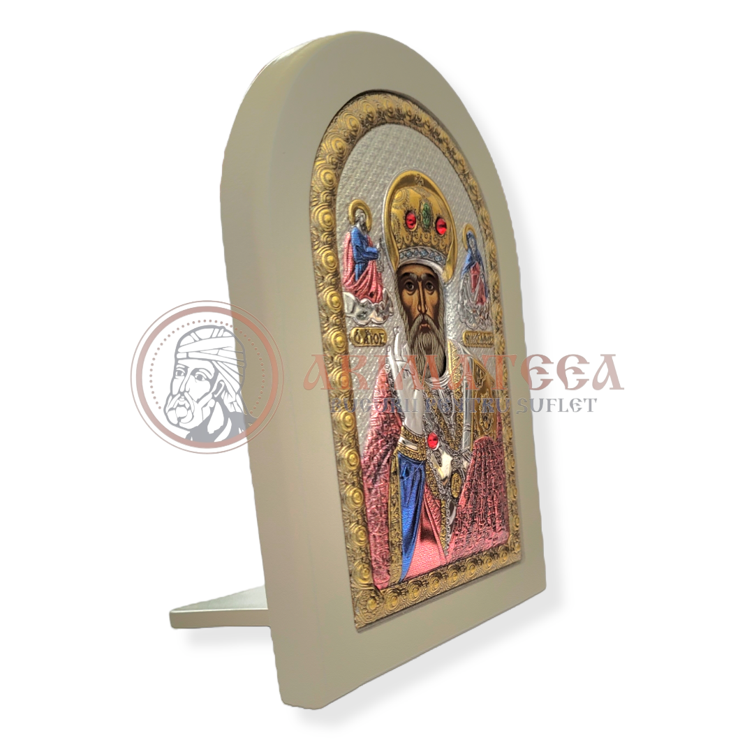 Icoană Argint, Sf. Ierarh Nicolae - MA/E1108/WH-EXC (6486)