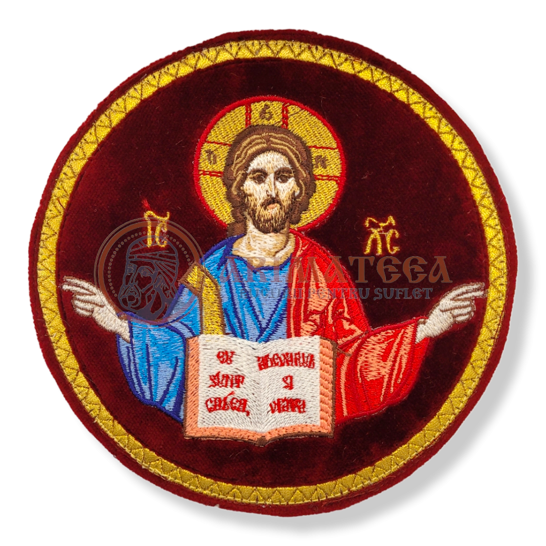 Ripidă Brodată cu Icoana Mântuitorului Iisus Hristos