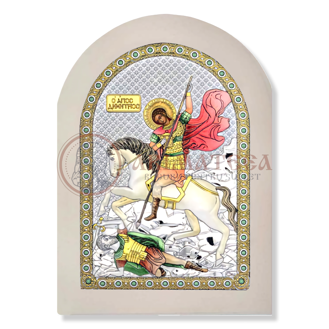 Icoană Argint, Sf. M.Mc. Dimitrie - MA/E1130/WH-DXC (6691)