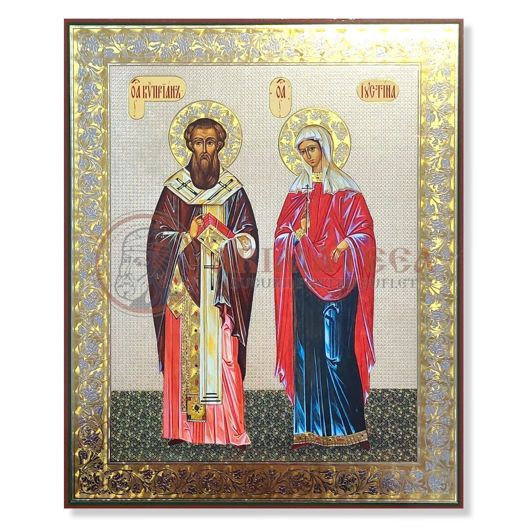 Icoană pal 30x40 - Litografie - Sf. Ciprian și Iustina