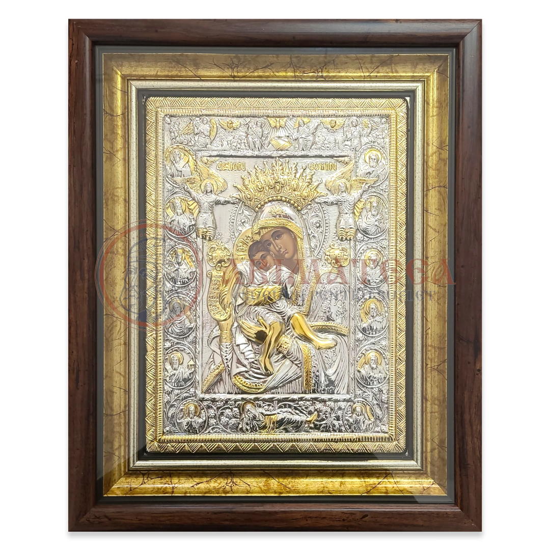Icoană Argintată 36x44 cm - Maica Domnului Axion Estin (1000A-925)