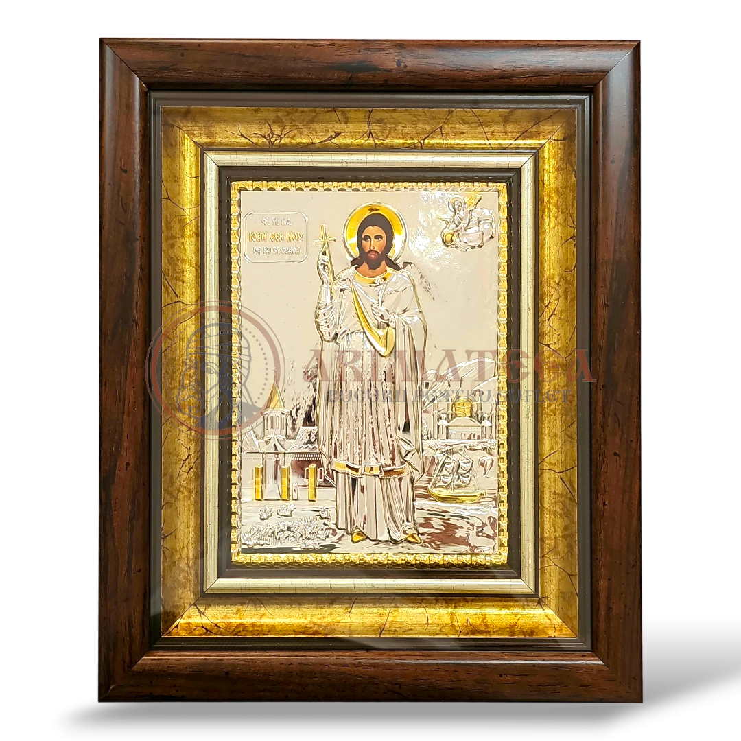 Icoană Argintată 27x33 cm - Sf. M. Mc. Ioan cel Nou de la Suceava (1001A-925)