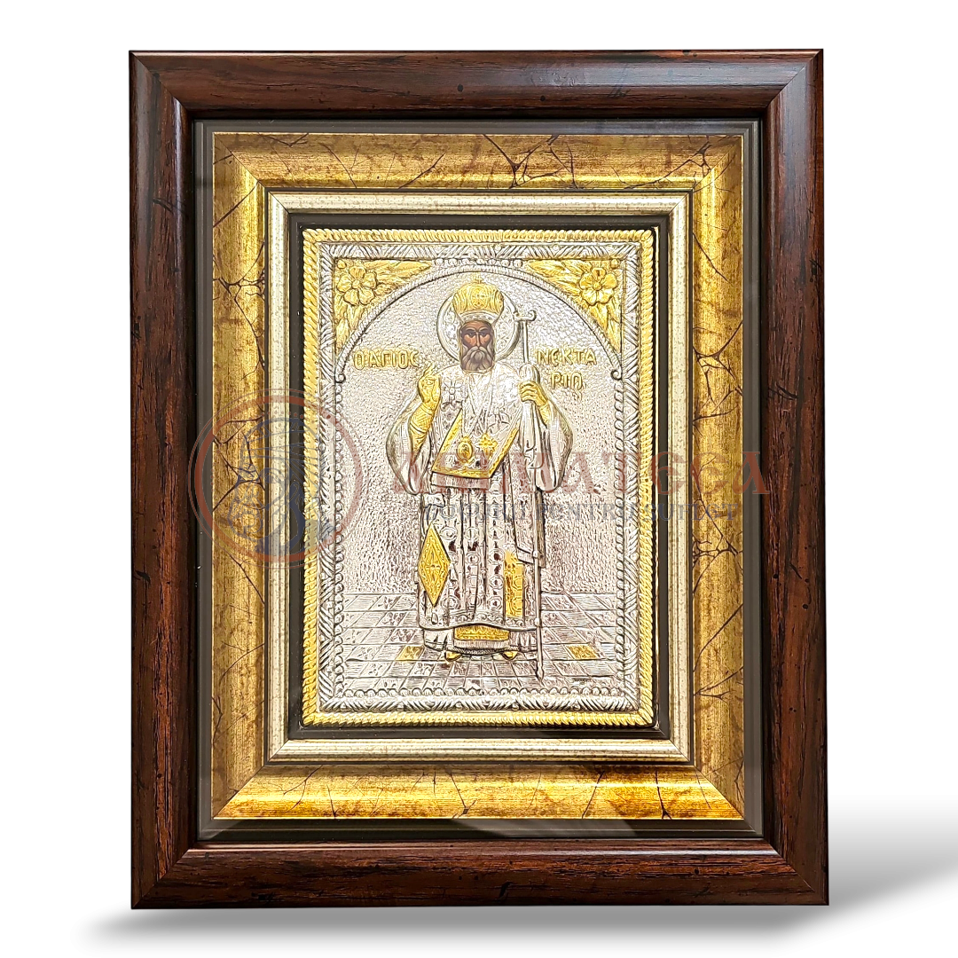 Icoană Argintată 27x33 cm - Sf. Ierarh Nectarie (1001A-925)