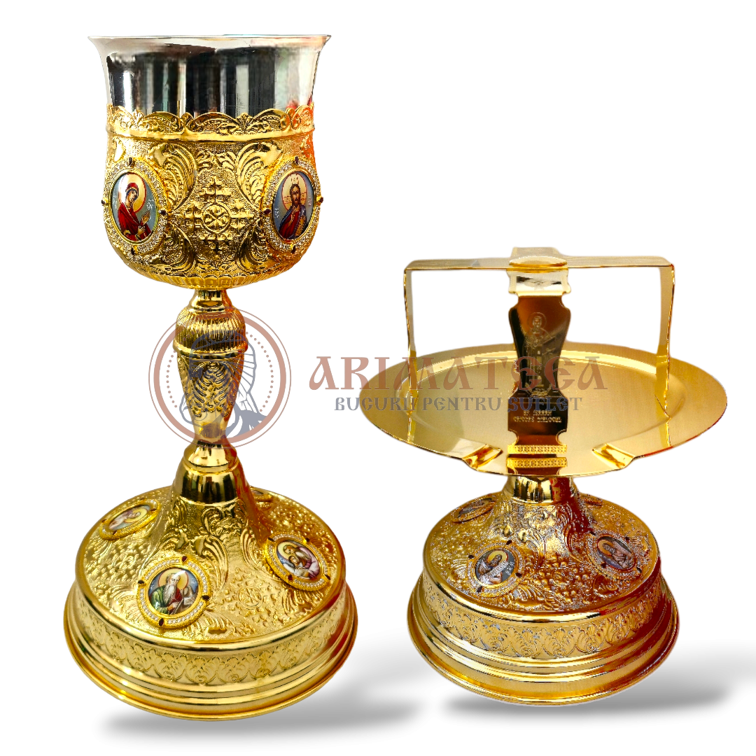 Set Sfinte Vase Patriarhie din Alamă cu Pahar de Argint 1 l (2732)