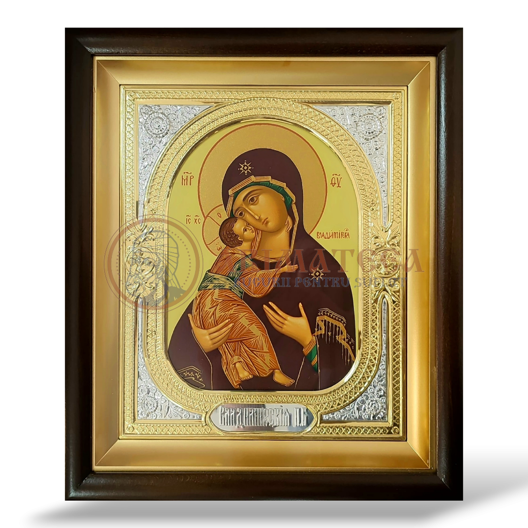 Icoană Argintată și Aurită 25x28cm - Maica Domnului