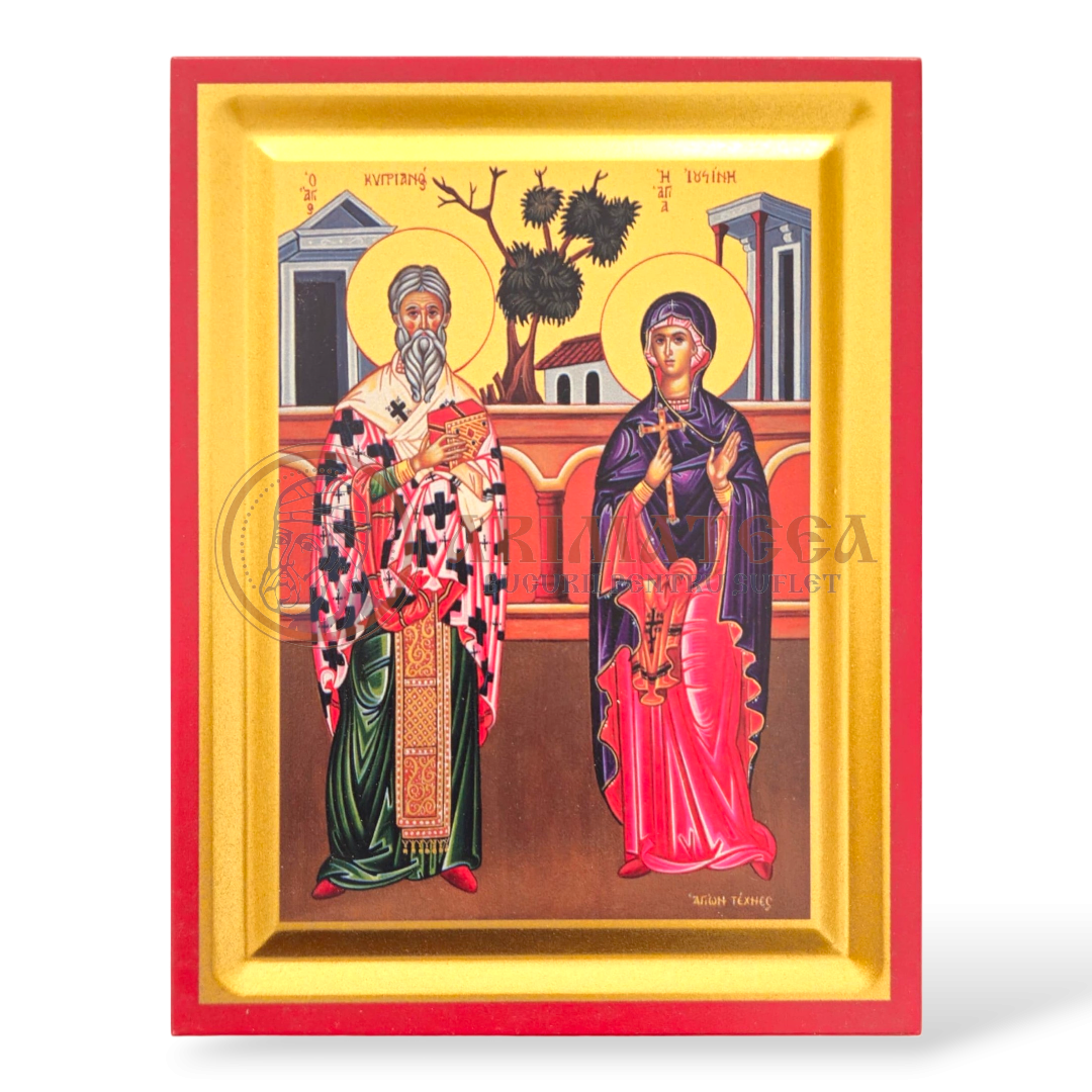 Icoană serigrafiată 906, 19x15,5 cm - Sf. Ciprian și Iustina