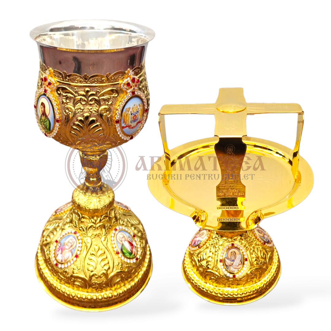 Set Sfinte Vase Patriarhie din Alamă cu Pahar de Argint 2 l (37664)