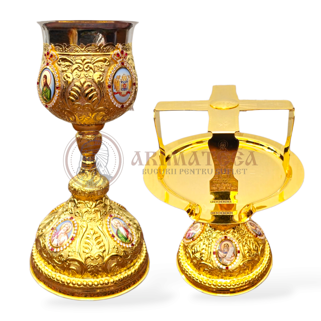 Set Sfinte Vase Patriarhie din Alamă cu Pahar de Argint 2 l (37664)