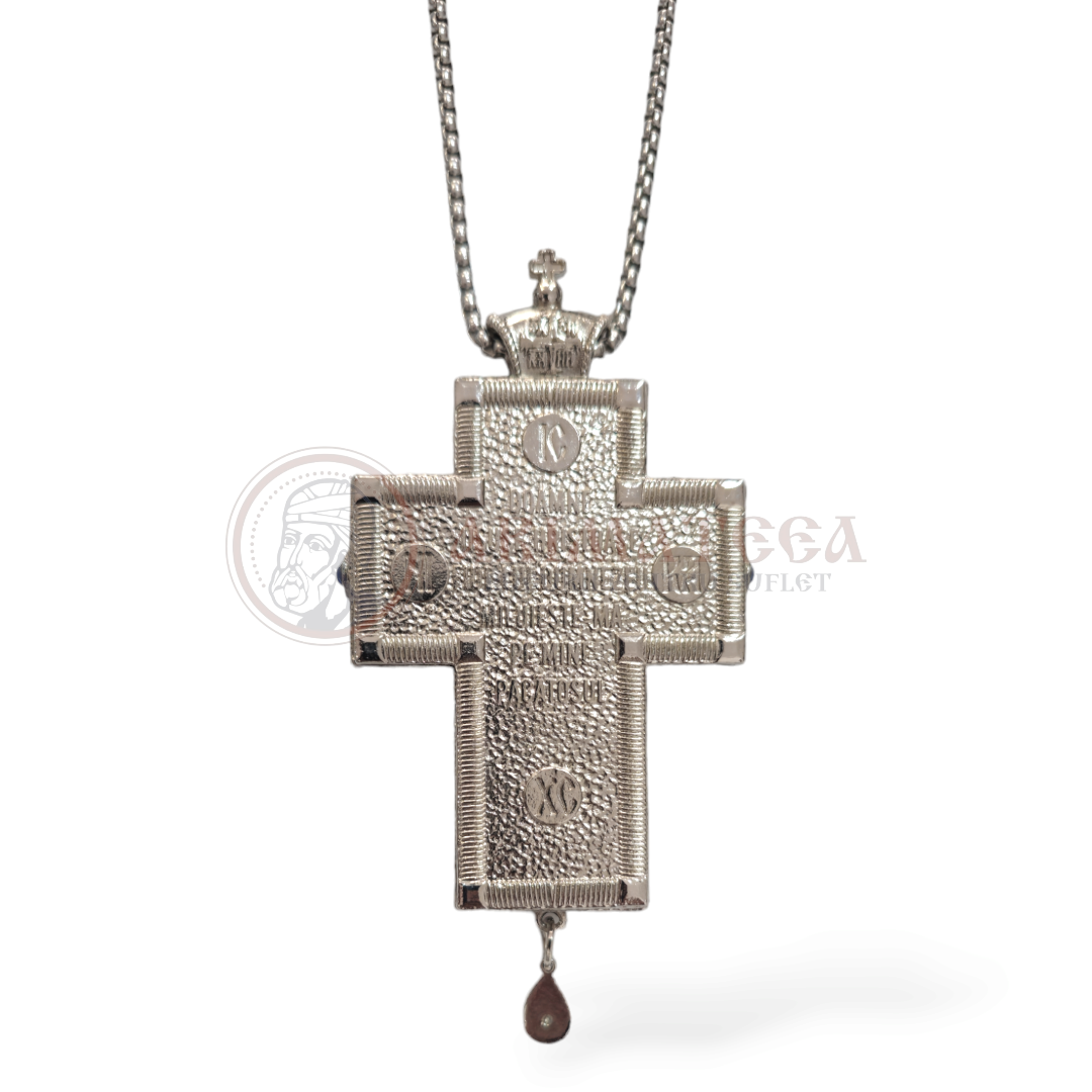 Cruce Pectorală Sculptată Sidef I - Argintată (de dimensiuni mici)