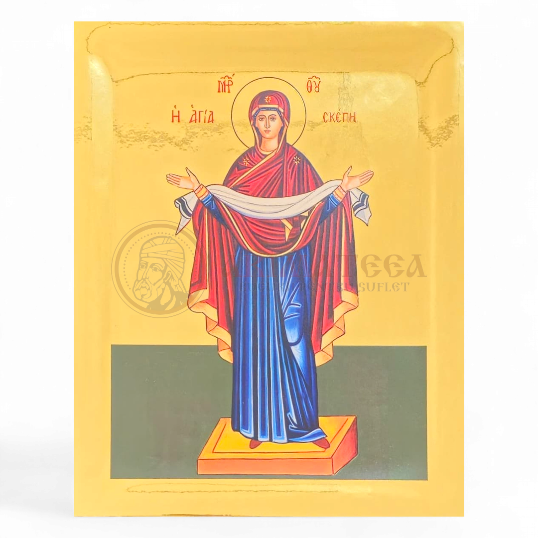Icoană Aurită 29x23 - Acoperământul Maicii Domnului - 953