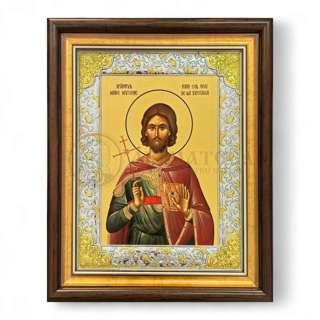 Icoană Argintată 38x31cm - Sf. M. Mc. Ioan cel Nou (41555)