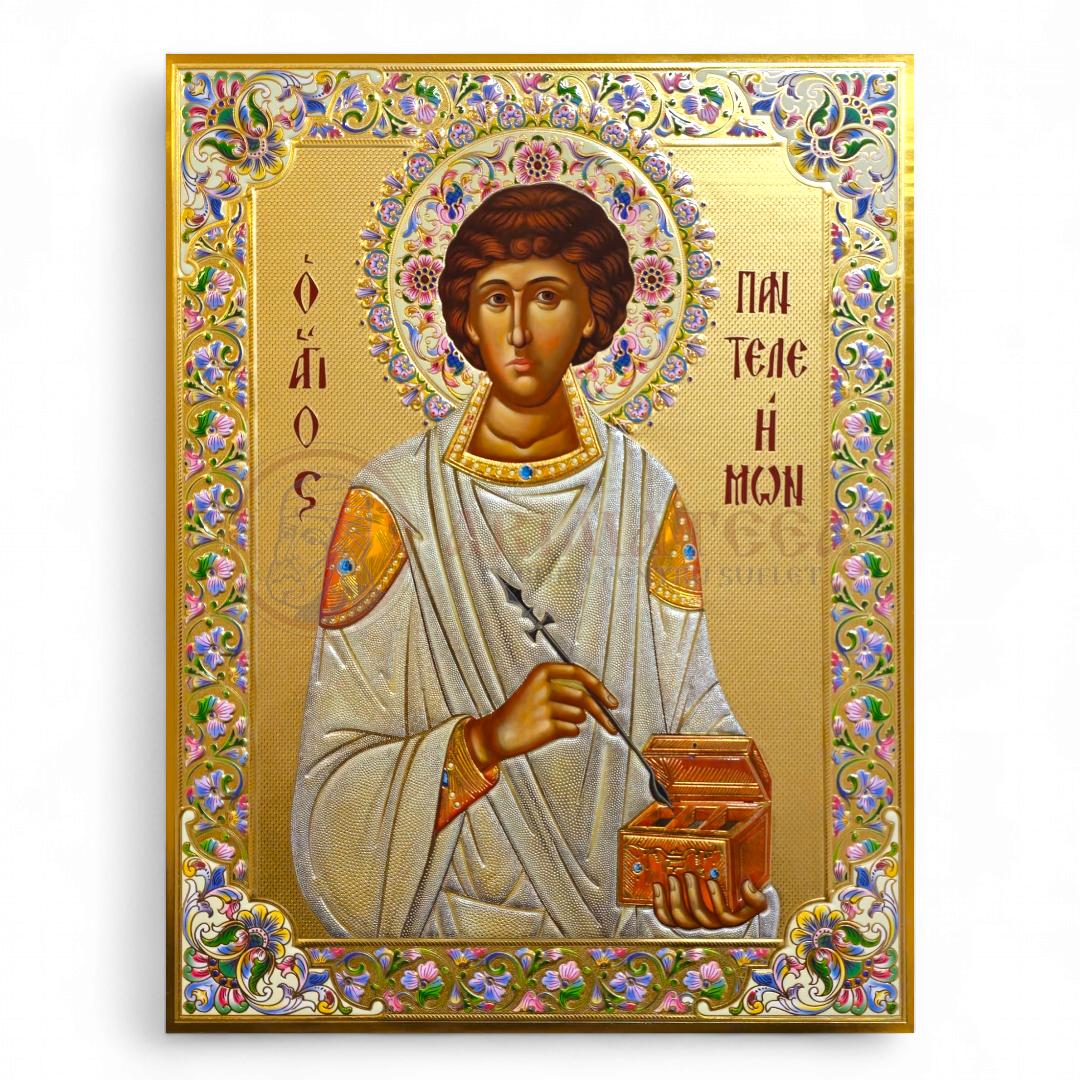 Icoană Pal Relief 21x32 cm - Sfântul Mare Mucenic și Tămăduitor Pantelimon