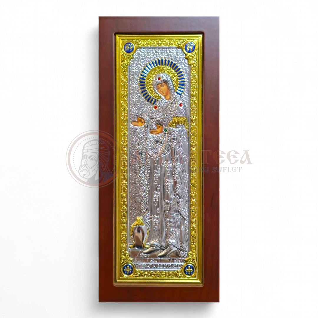 Icoană Argintată 28X12,5 cm - Maica Domnului, Gherontissa (ME826XD-S)