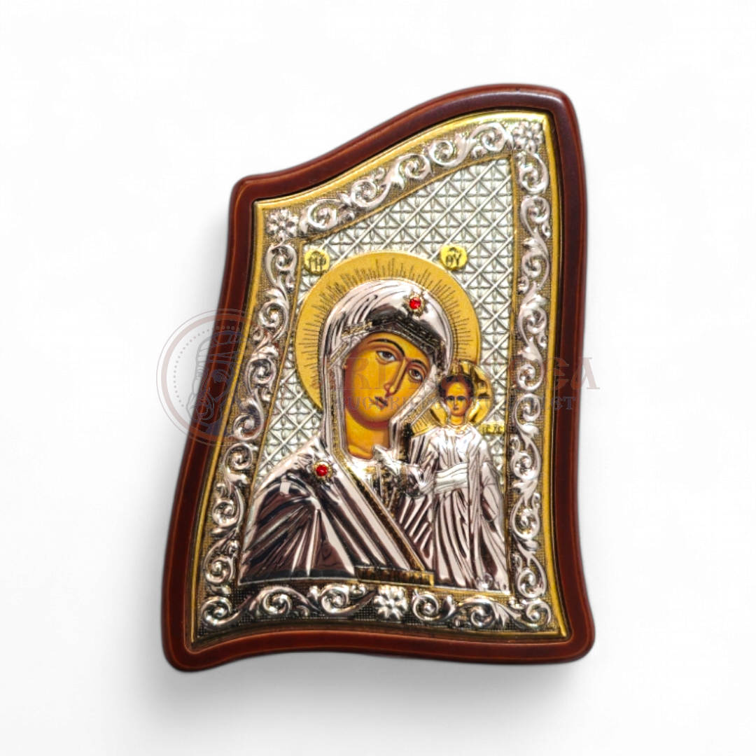 Icoană Argintată 12,5X 9,5 cm - Maica Domnului (MA/E1906/4X)