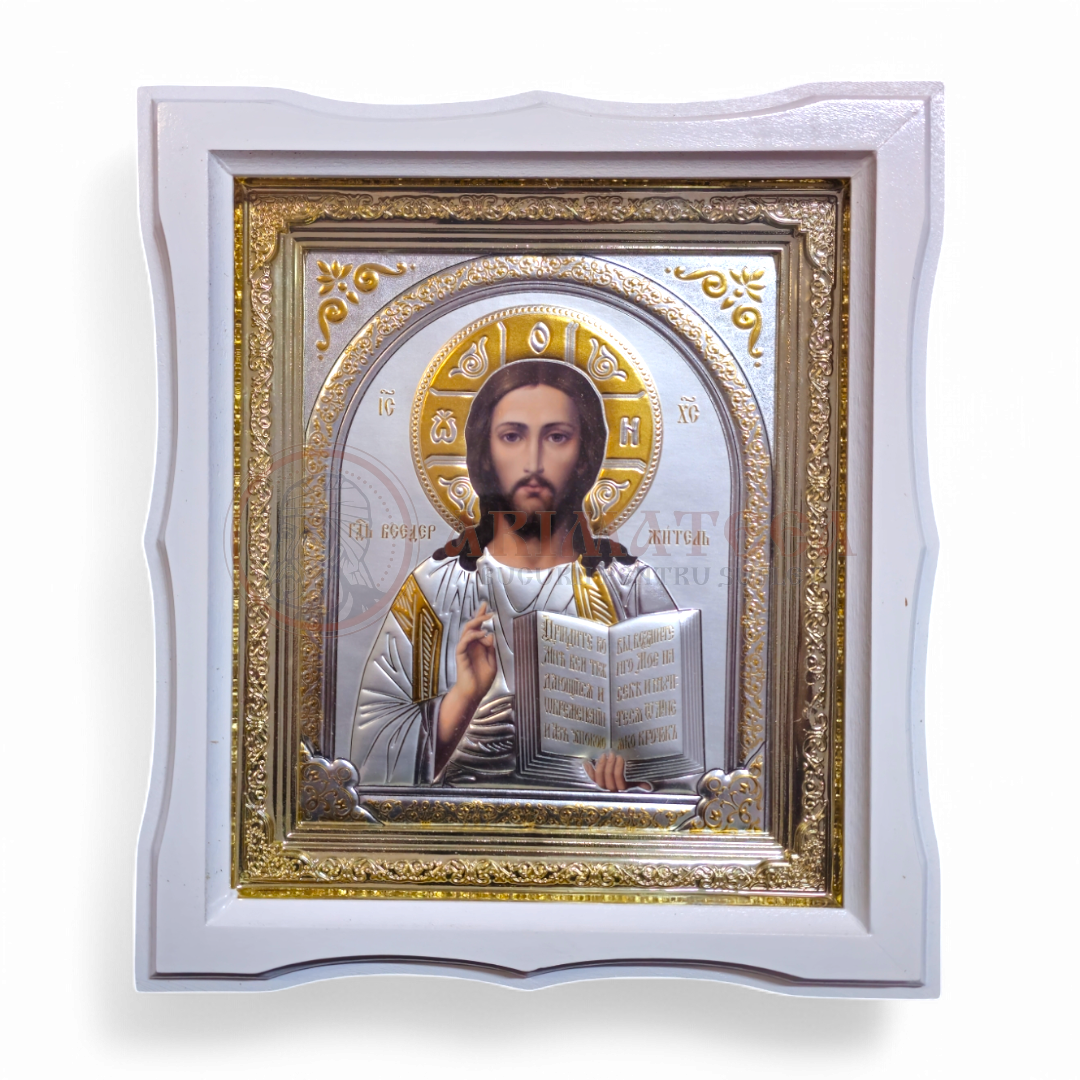 Icoană Ramă Ondulată I Lemn (alb) - Iisus Hristos (4277)