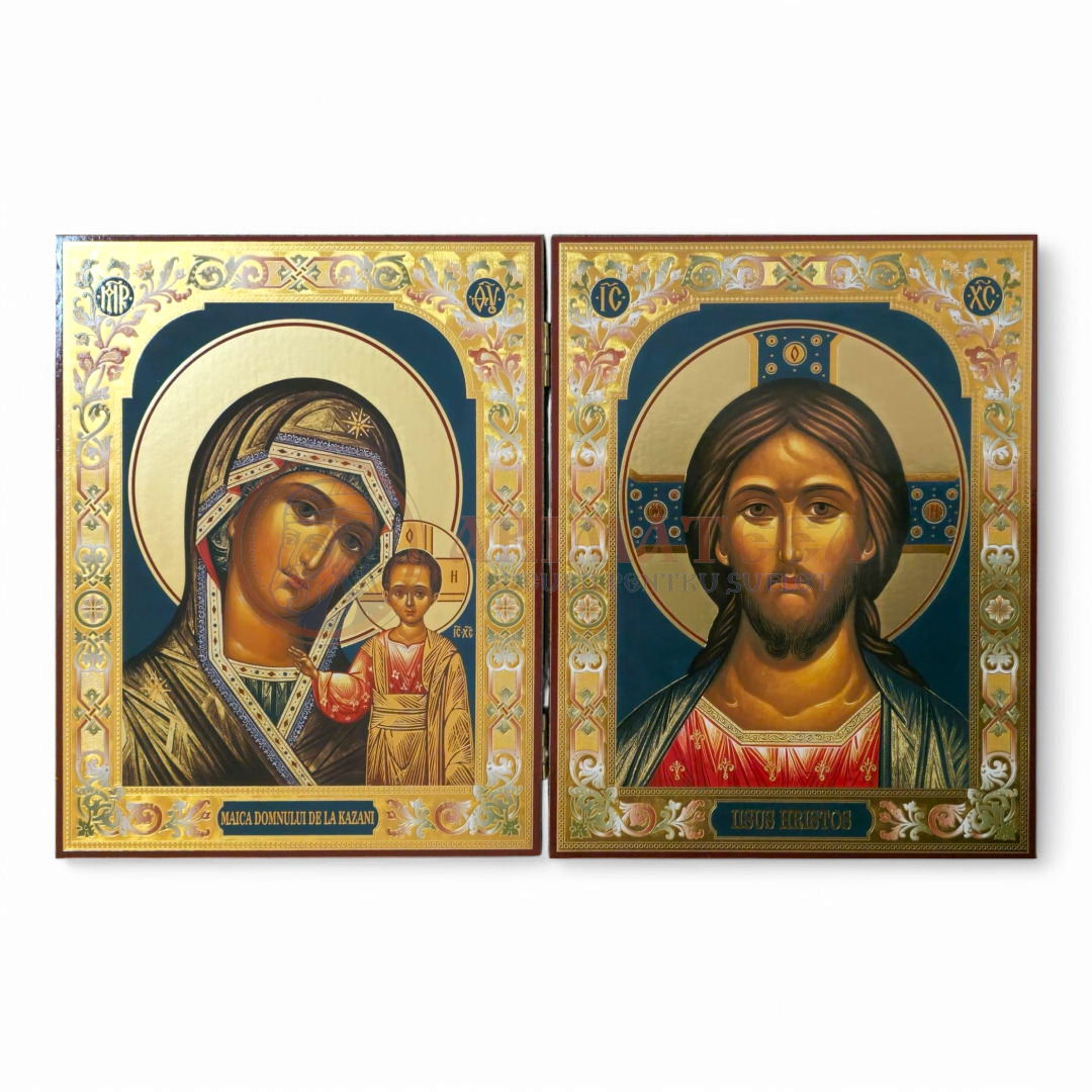 Diptic MDF 18x24 - Maica Domnului și Mântuitorul Iisus Hristos II