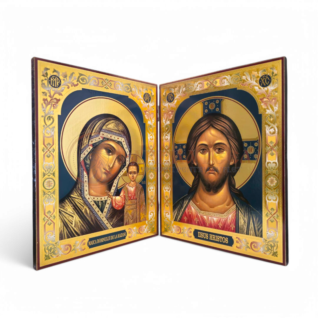 Diptic MDF 18x24 - Maica Domnului și Mântuitorul Iisus Hristos II