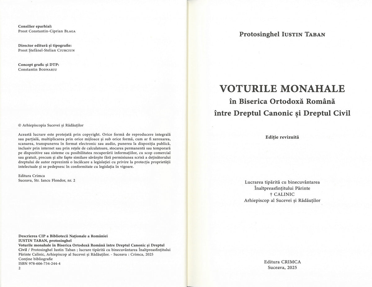 Voturile monahale în Biserica Ortodoxă Română între Dreptul Canonic și Dreptul Civil - Protos. Iustin Taban