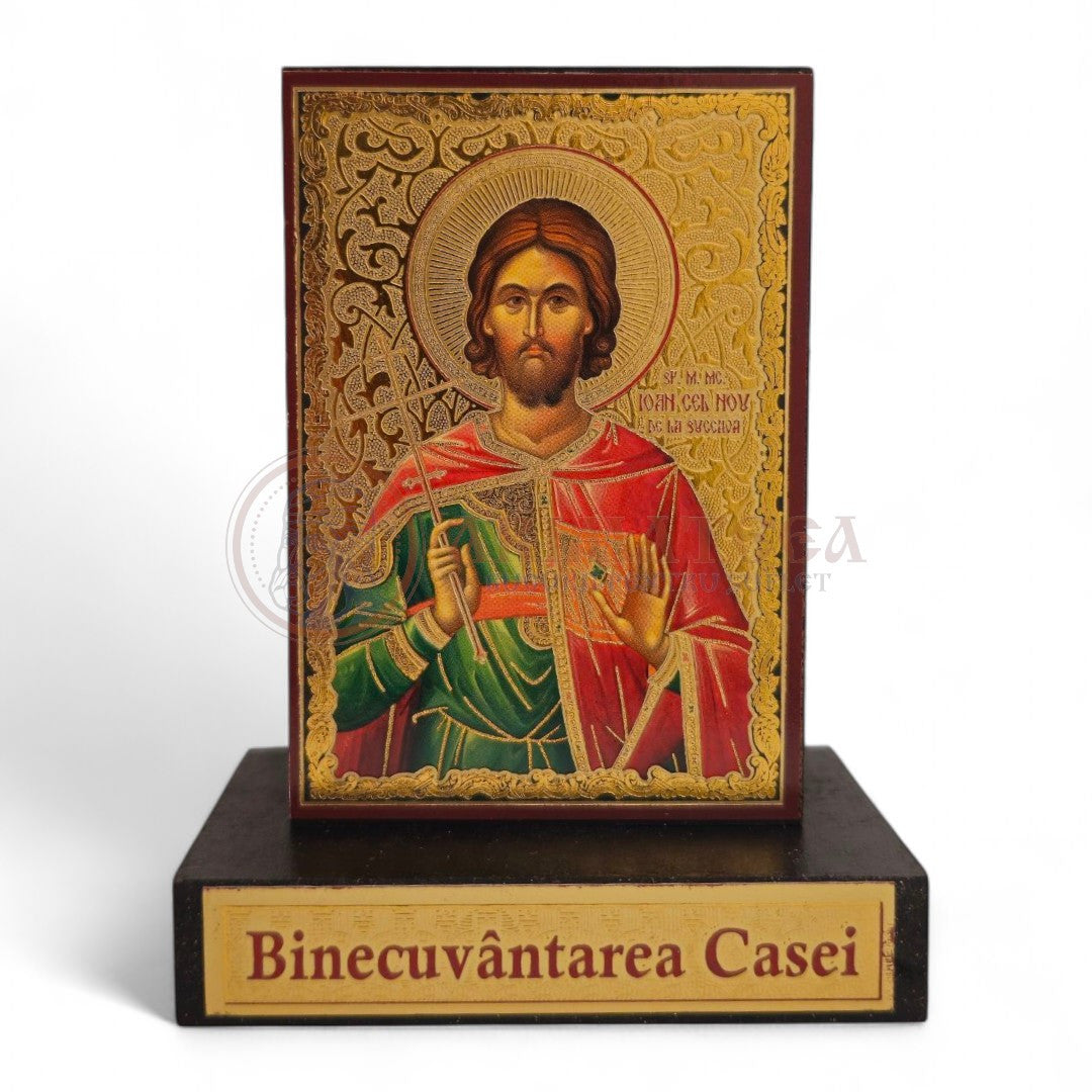 Icoană cu postament. Binecuvântarea casei - Sf. M. Mc. Ioan cel Nou de la Suceava