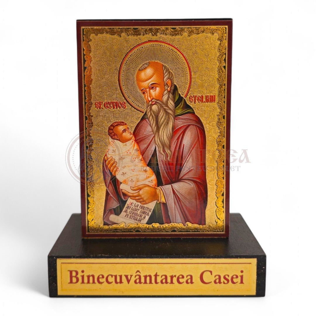 Icoană cu postament. Binecuvântarea casei - Sf. Cuv. Stelian