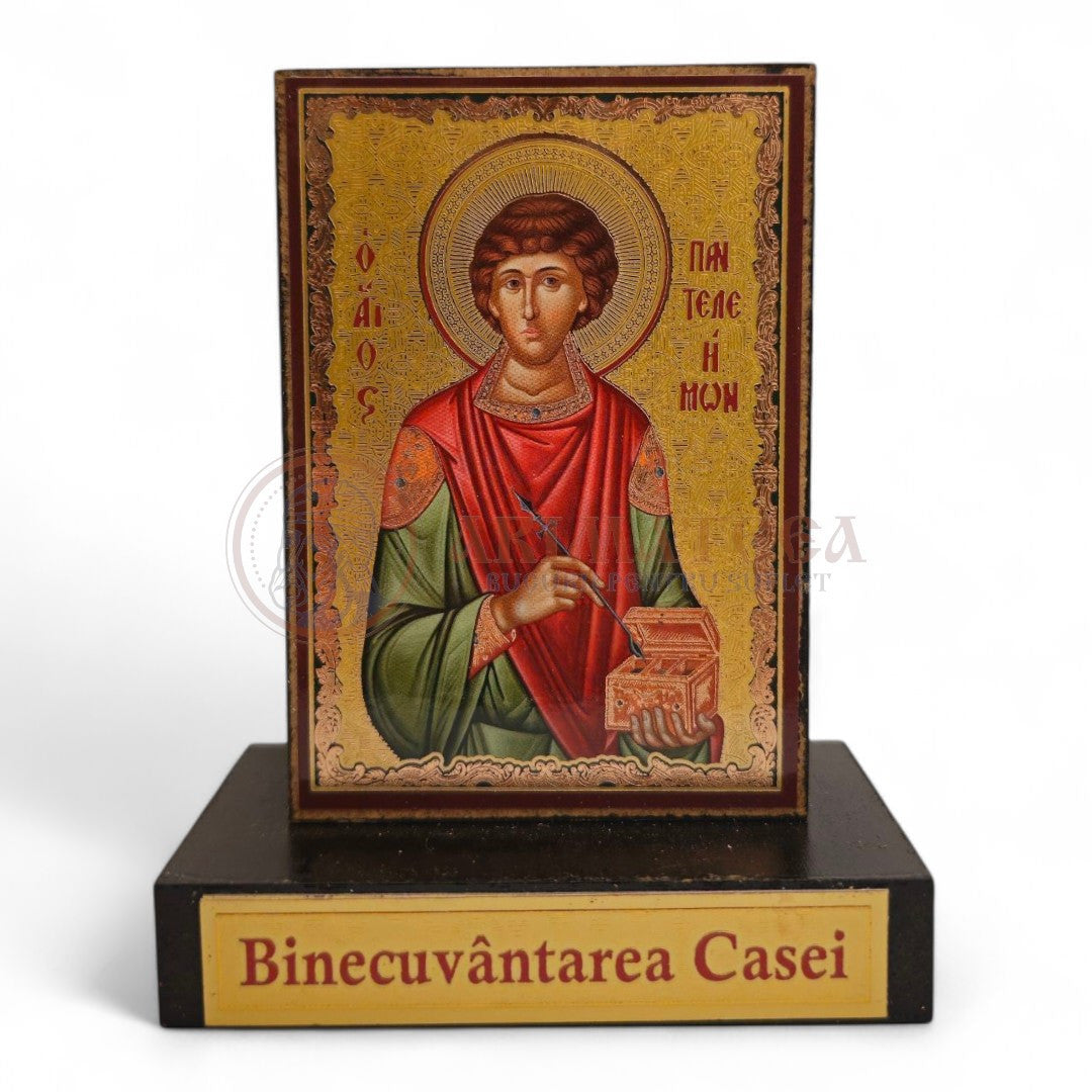 Icoană cu postament. Binecuvântarea casei - Sf. M. Mc. Pantelimon