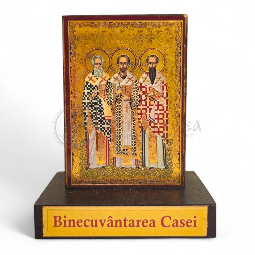 Icoană cu postament. Binecuvântarea casei - Sf. Trei Ierarhi