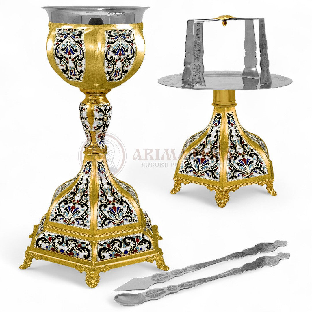 Set Sfinte Vase Emailat cu Cupă de Argint - 1L (69337)