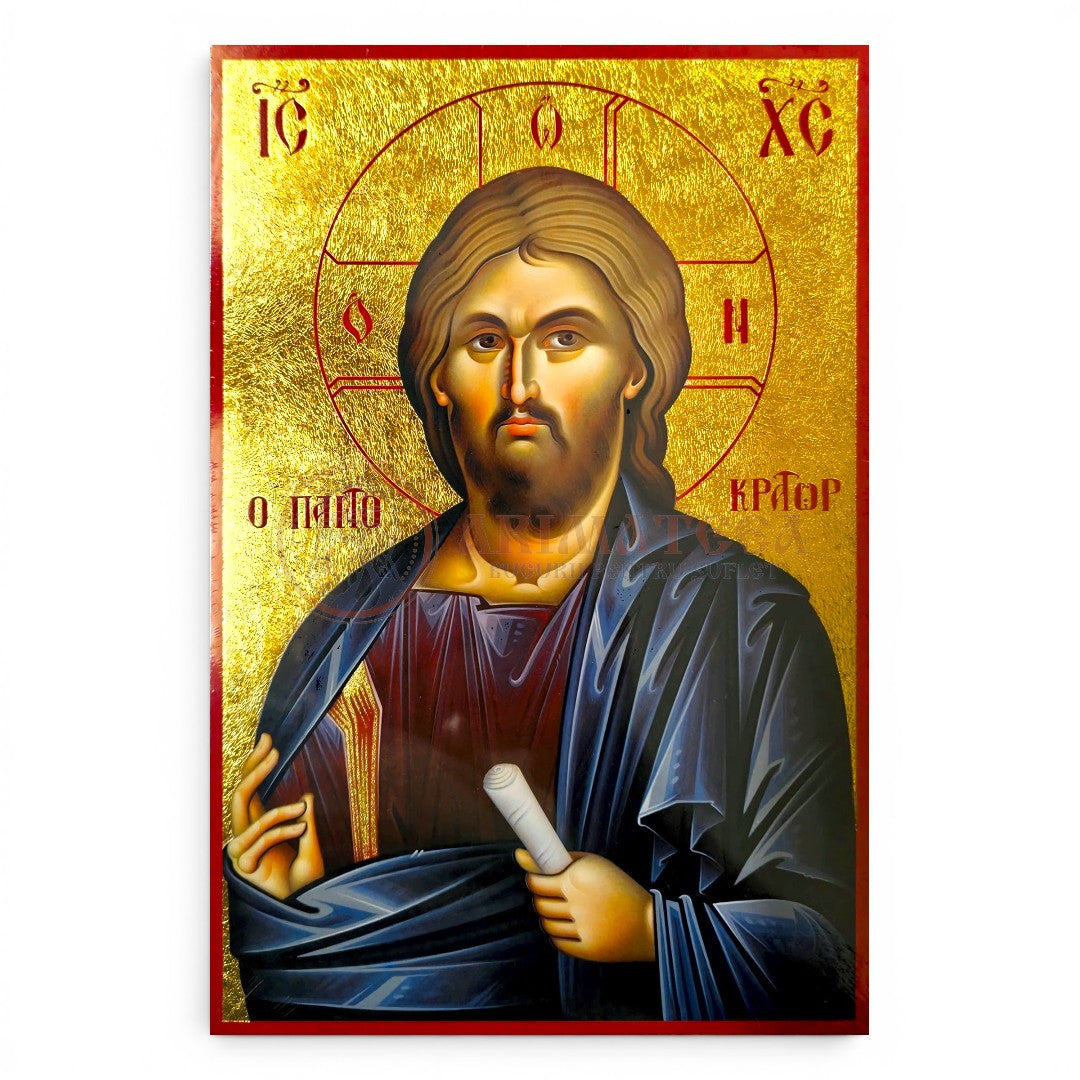 Icoană MDF Aurită 22x15 - Mântuitorul Iisus Hristos, Pantocrator