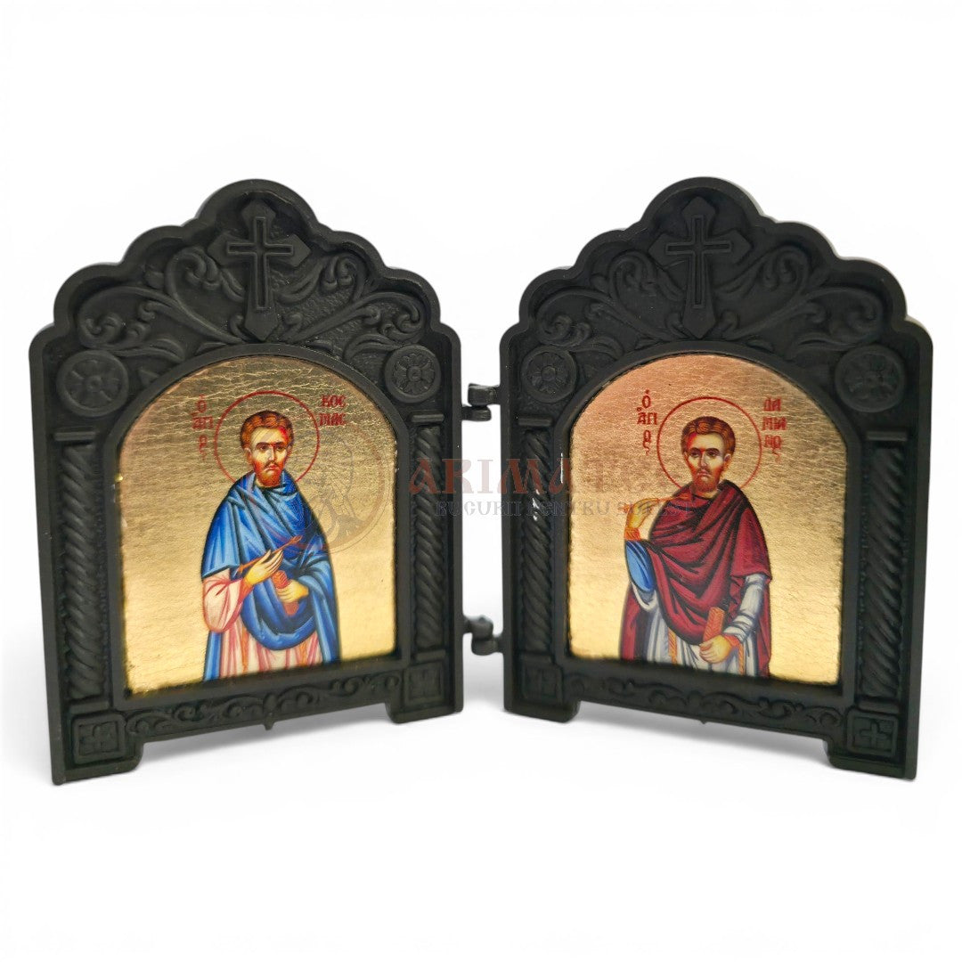 Diptic serigrafiat - Sfinții Doctori fără de arginți Cosma și Damian (74768)