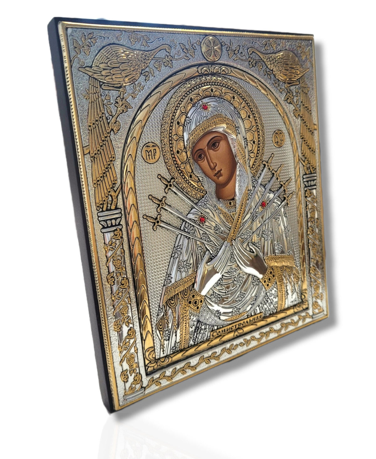 Icoană argintată - 21x 24.8 (M50XD) - Maica Domnului 7 Săgeți