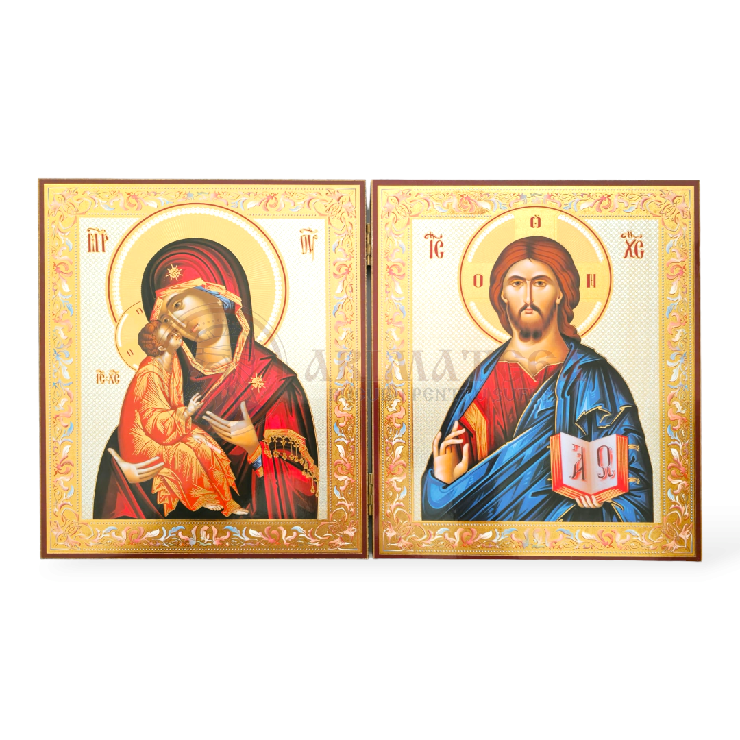 Diptic MDF 18x24 - Iisus Hristos și Maica Domnului