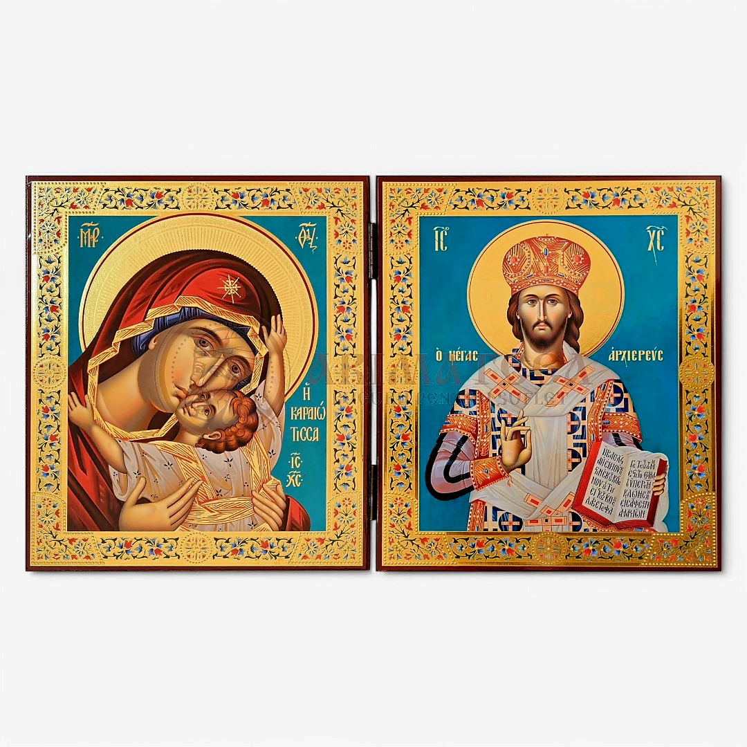 Diptic MDF 18x24 - Maica Domnului și Mântuitorul Iisus Hristos
