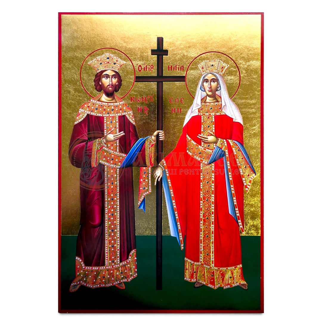 Icoană MDF Aurită 27x40 - Sf. Împărați Constantin și Elena