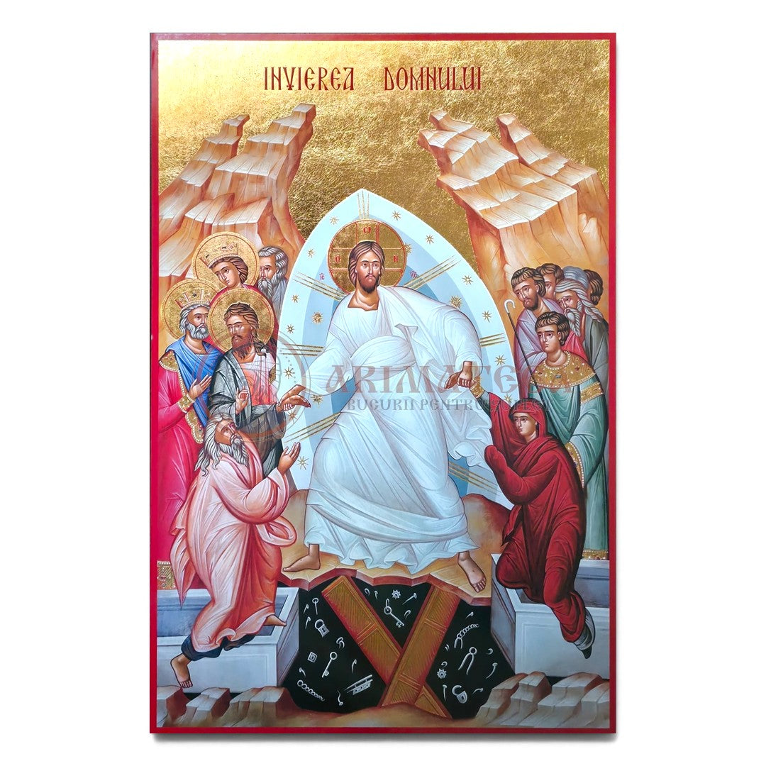 Icoană MDF Aurită 27x40 - Învierea Domnului
